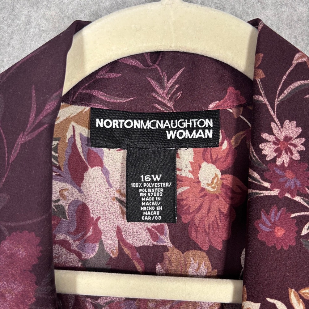 Vintage Burgundy Floral Blouse 16W Sheer Dark Romantic 90s Maximalist Whimsigoth - Picture 4 of 9